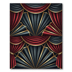 Art Deco Crimson Black Fan Rug