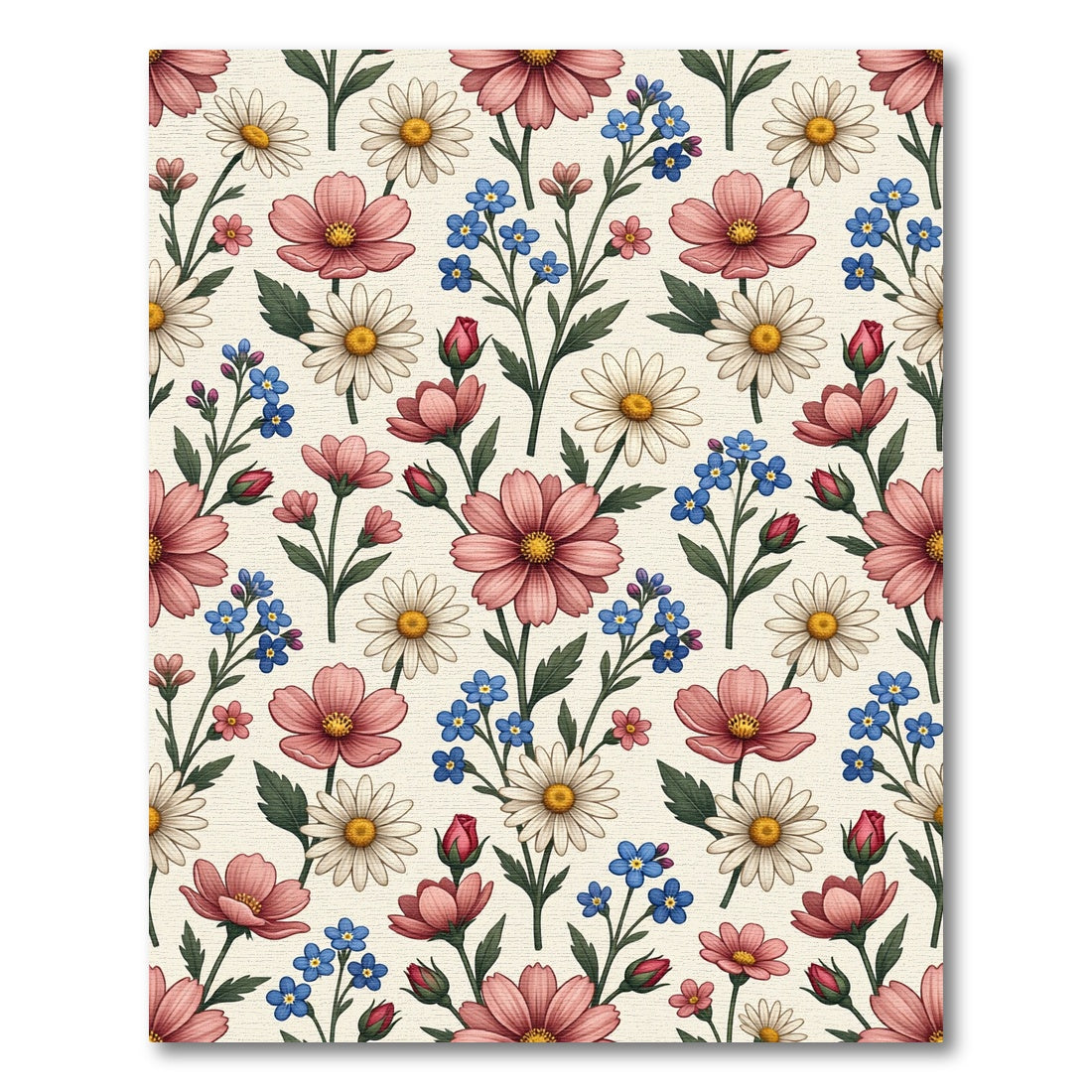 Pink Daisy Forget Me Not Garden Rug