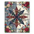 Americana Floral Star Plaid Rug