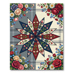 Americana Floral Star Plaid Rug