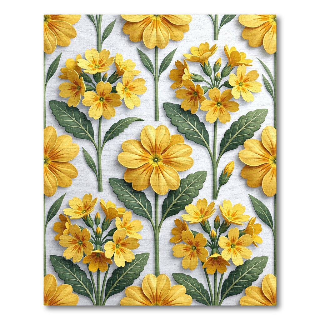 Sunny Yellow Primrose Botanical Floor Covering Rug