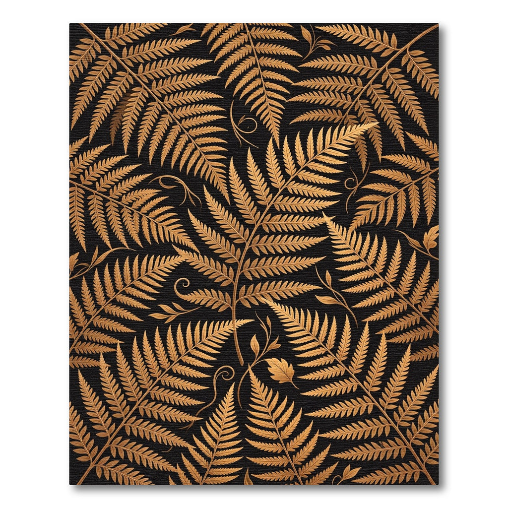 Golden Fern Foliage Rich Black Rug