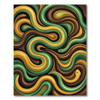 Swirling Ocher and Forest Green Serpents Rug