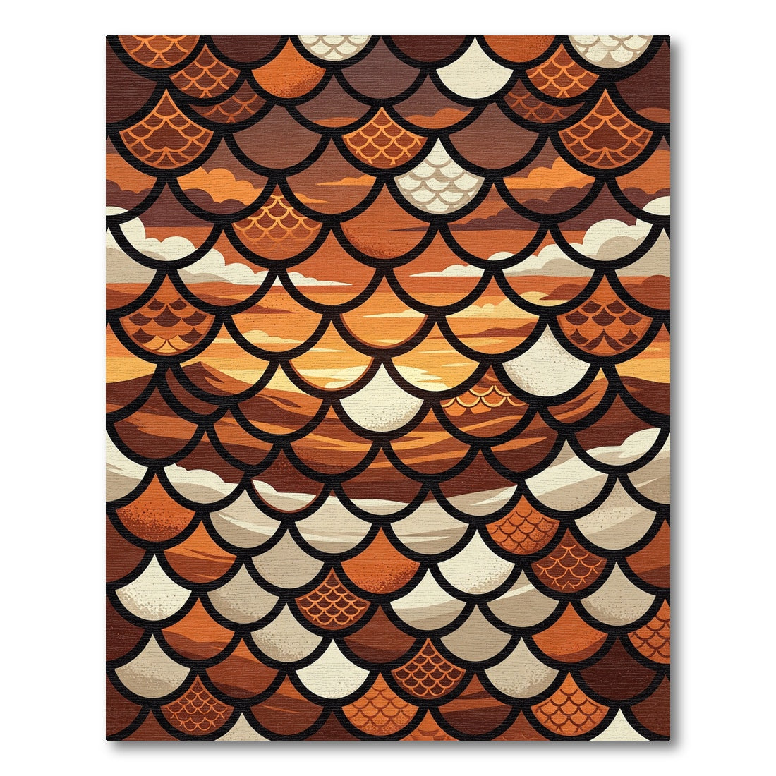 Earthy Autumn Sunset Scales Rug