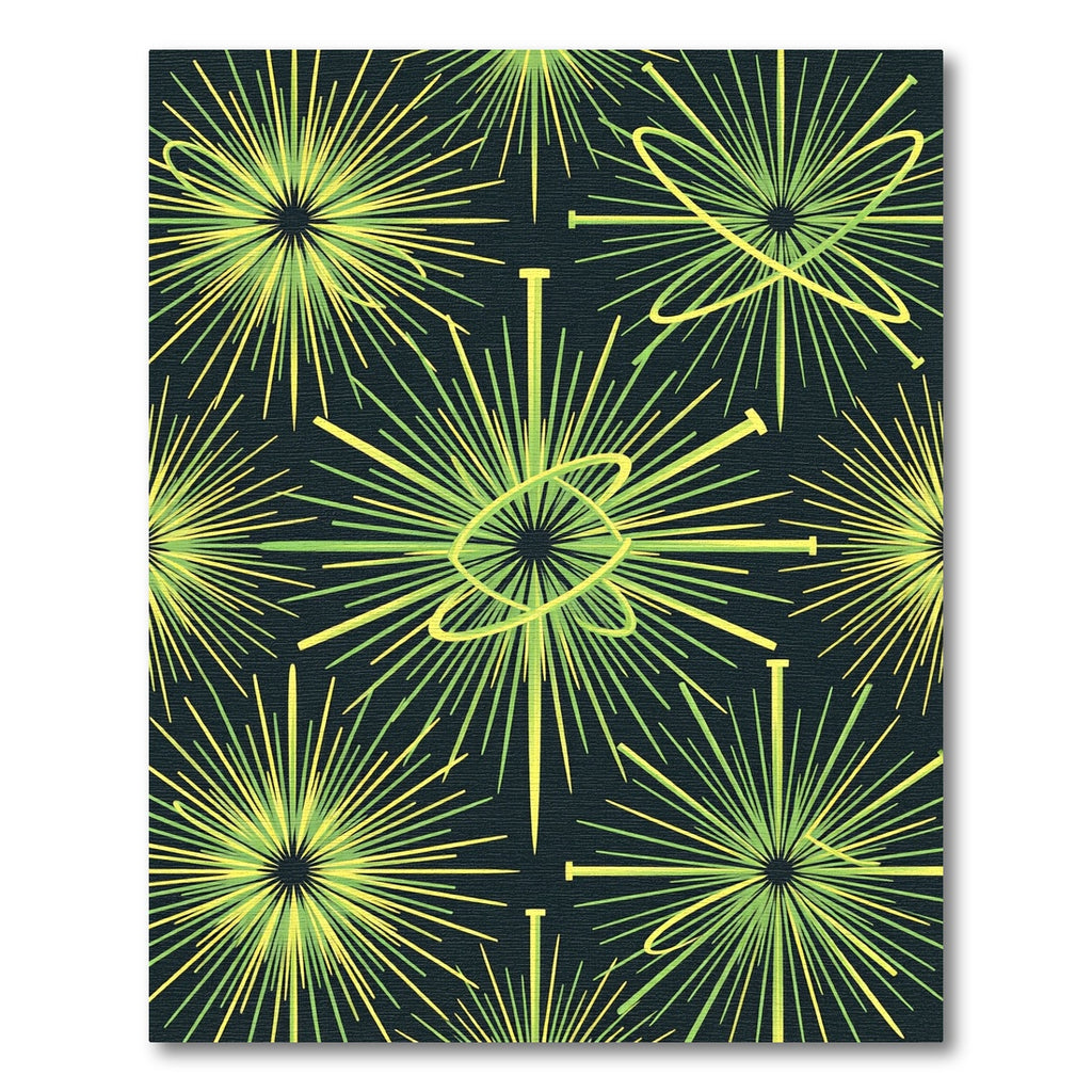 Lime Green Radiating Lines Abstract Rug