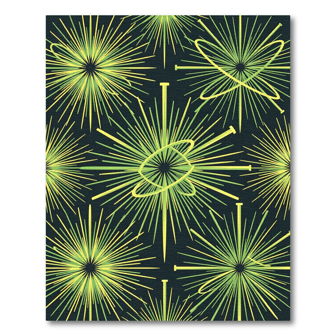 Lime Green Radiating Lines Abstract Rug