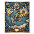 Vintage Dragon World Map Compass Rose Rug