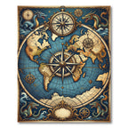 Vintage Dragon World Map Compass Rose Rug