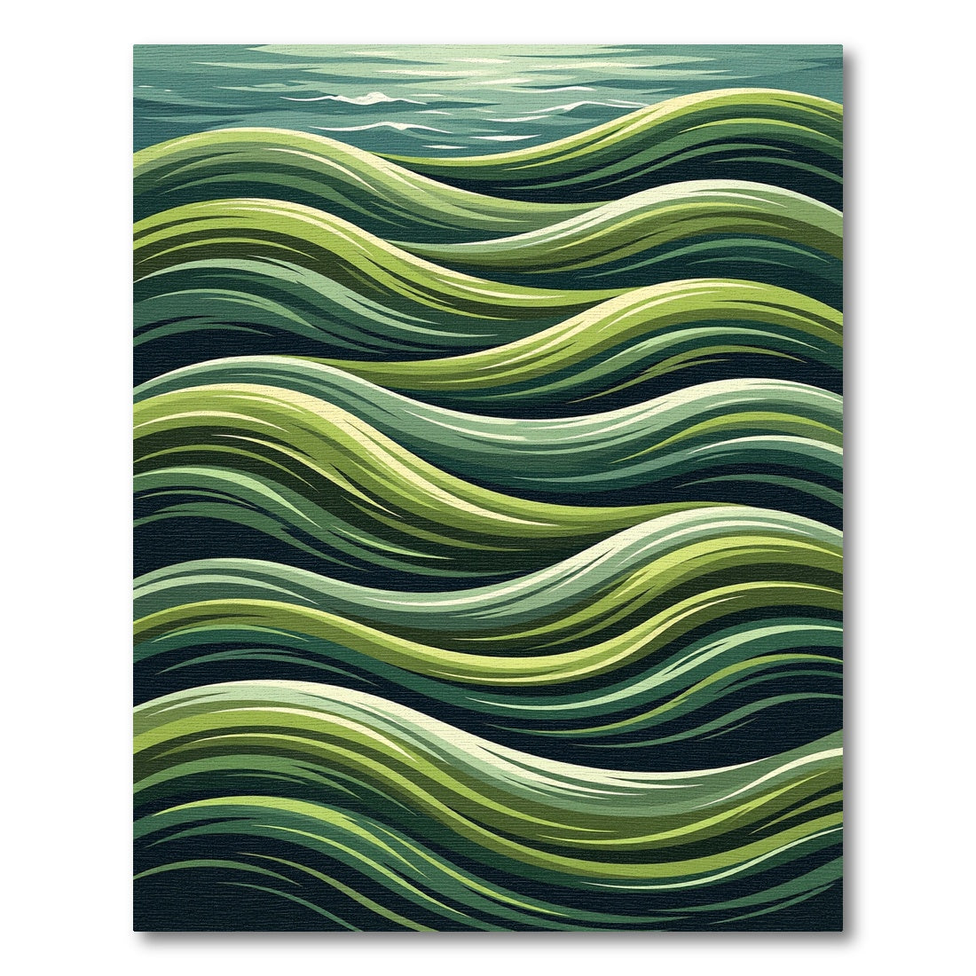 Abstract Green Wave Flow Rug