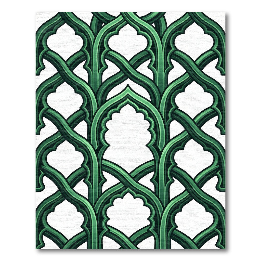 Emerald Gothic Arched Interlocking Trellis Rug