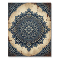 Ornate Indigo Floral Medallion Rug