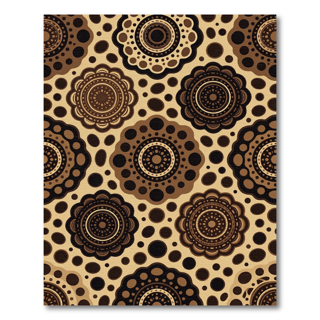 Earthy Brown Mandala Dot Rug