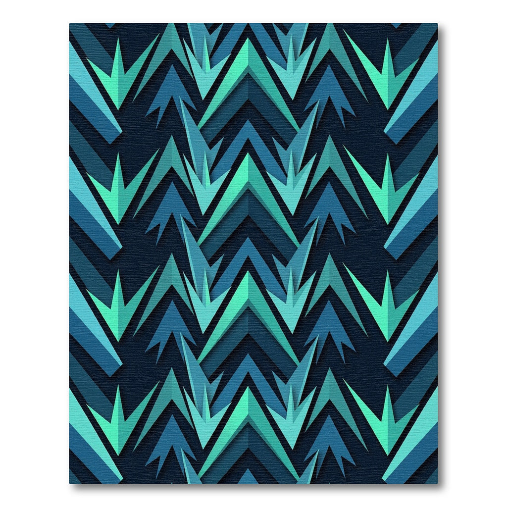 Deep Teal Chevron Jagged Layered Rug