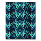 Deep Teal Chevron Jagged Layered Rug