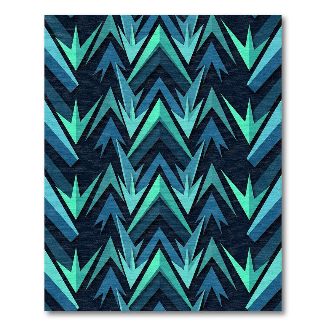 Deep Teal Chevron Jagged Layered Rug