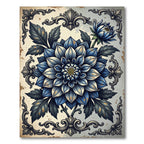 Antique Blue Dahlia Baroque Flourish Rug
