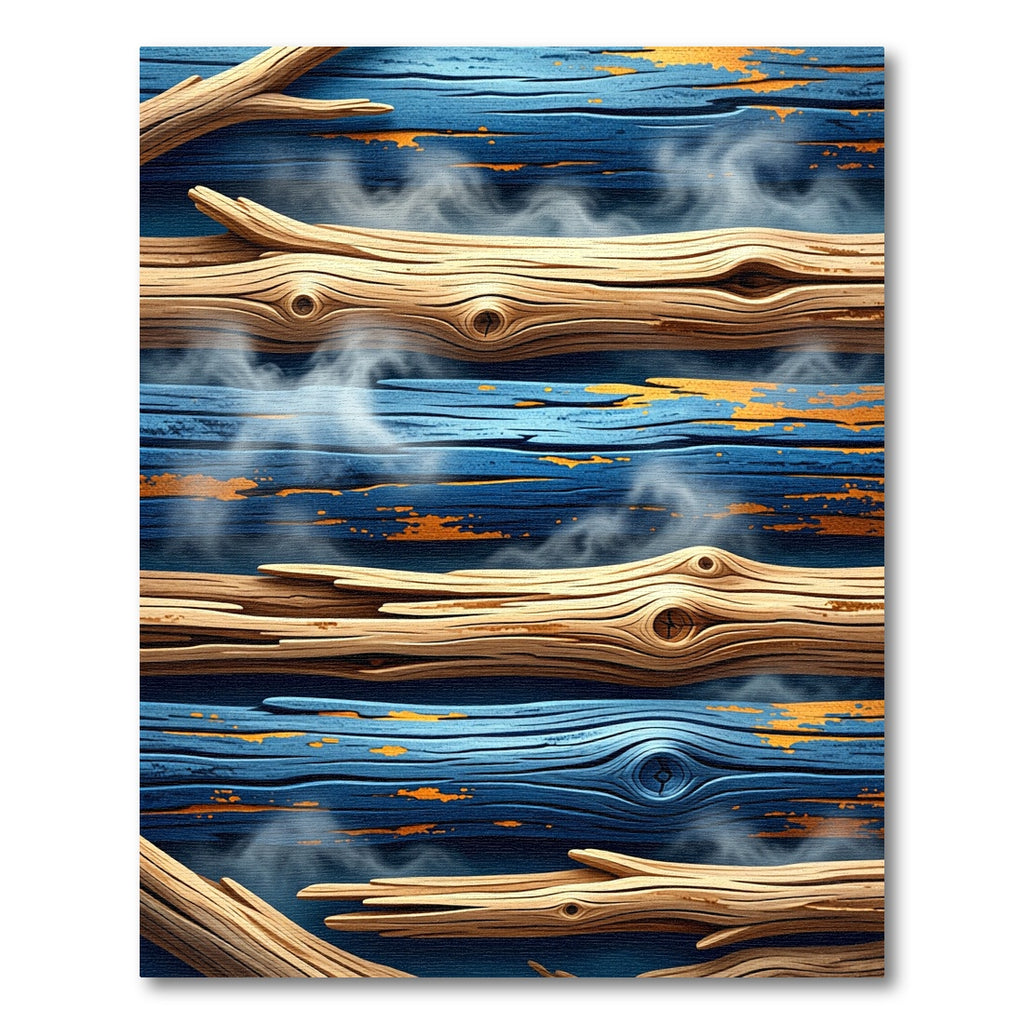 Rustic Blue Wood Grain Horizon Rug