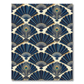 Art Deco Peacock Fan Navy Wallpaper Rug