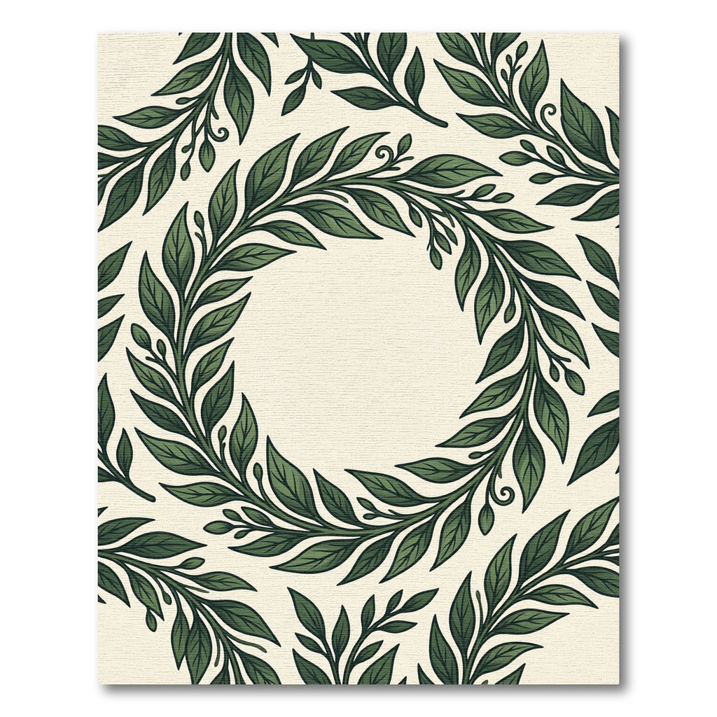 Lush Green Botanical Wreath Rug