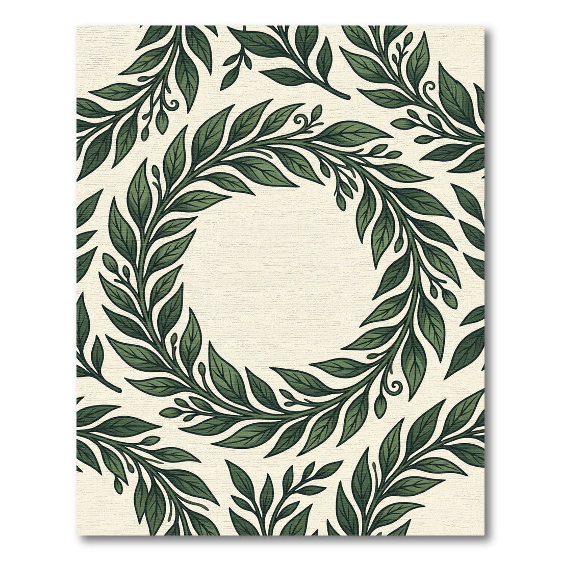 Lush Green Botanical Wreath Rug