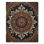 Ornate Golden Floral Mandala Rug