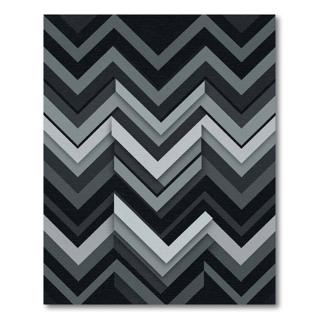 Modern Monochrome Layered Chevron Art Rug