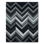 Modern Monochrome Layered Chevron Art Rug