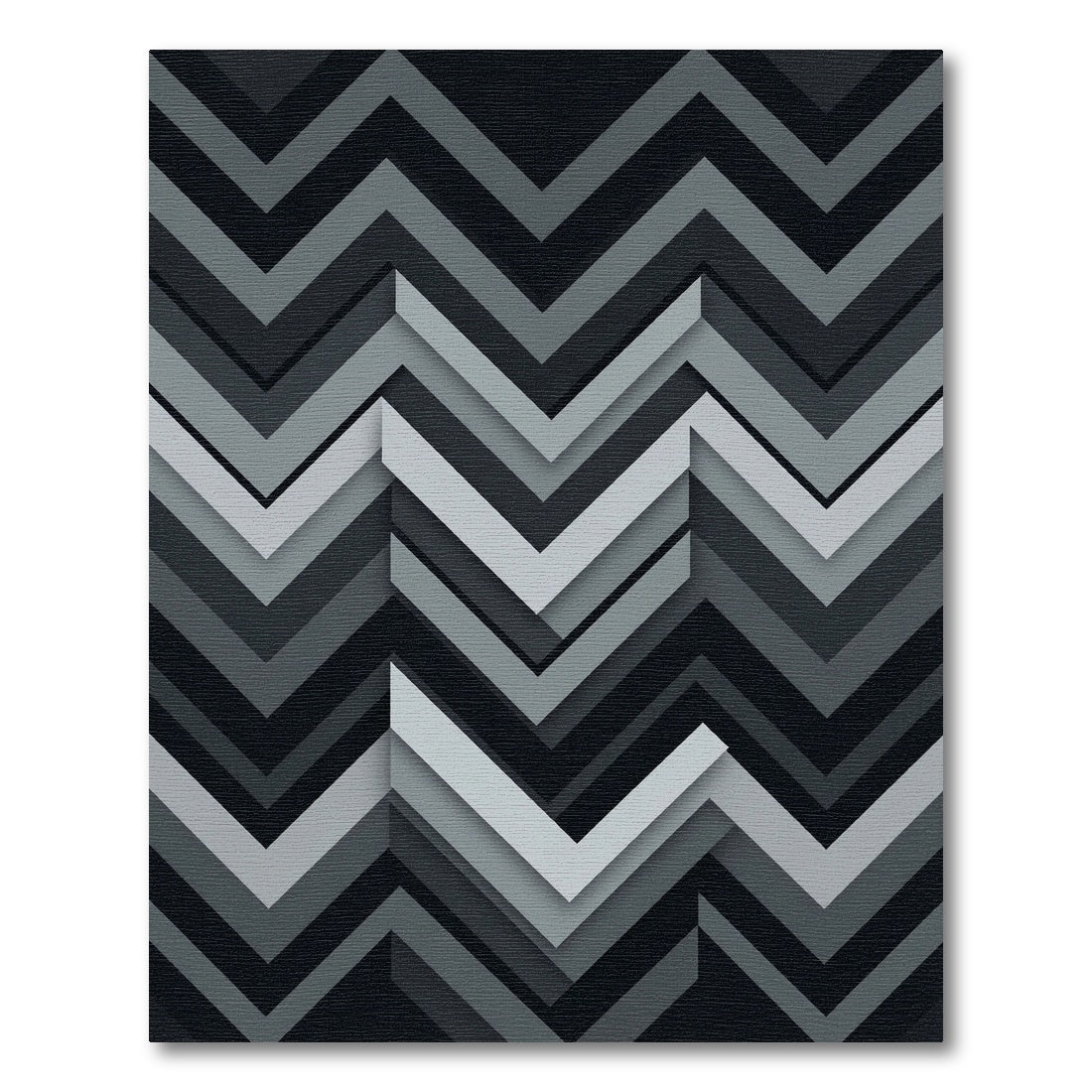Modern Monochrome Layered Chevron Art Rug