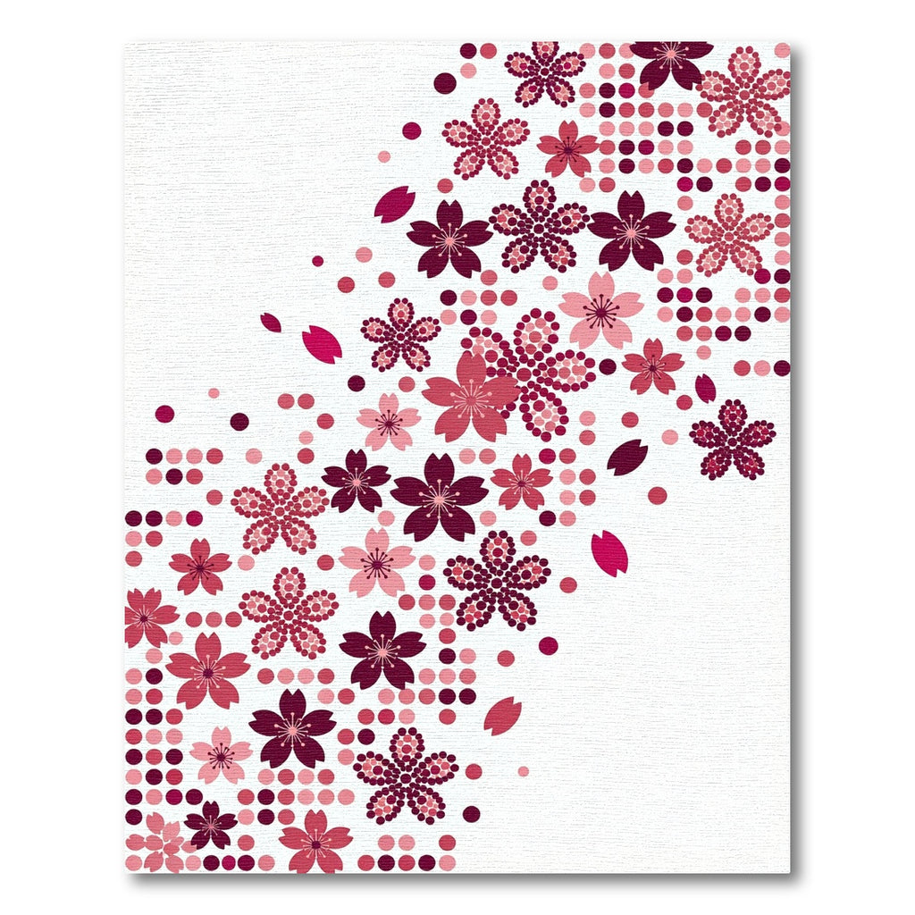 Crimson Pink Cherry Blossoms Scattered Dots Rug