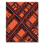 Geometric Labyrinth Orange Structure Rug