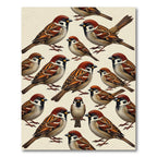 Detailed Sparrow Avian Nature Illustration Rug