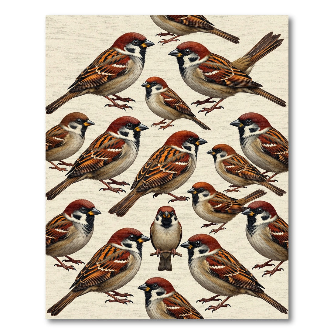 Detailed Sparrow Avian Nature Illustration Rug