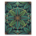 Art Deco Emerald Palm Frond Circle Rug
