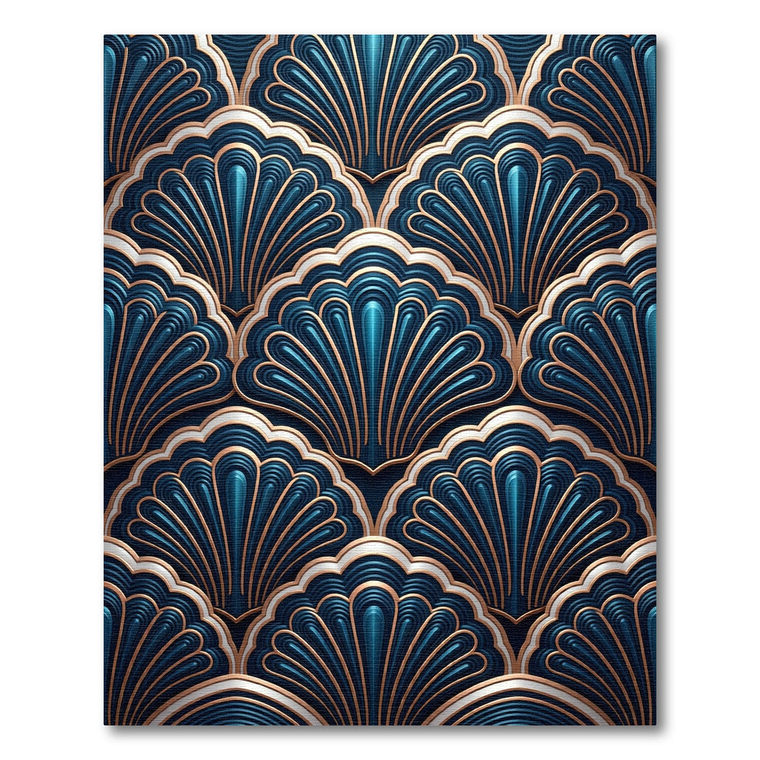 Art Deco Teal Gold Fan Rug