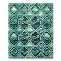 Teal Gothic Ocean Wave Trellis Rug