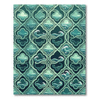 Teal Gothic Ocean Wave Trellis Rug