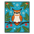Whimsical Orange Owl Christmas Branch Rug