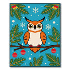 Whimsical Orange Owl Christmas Branch Rug