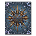 Gilded Celestial Sun Medallion Floral Rug