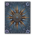 Gilded Celestial Sun Medallion Floral Rug