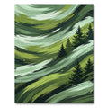 Abstract Green Forest Brushstroke Landscape Rug