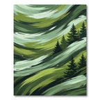 Abstract Green Forest Brushstroke Landscape Rug