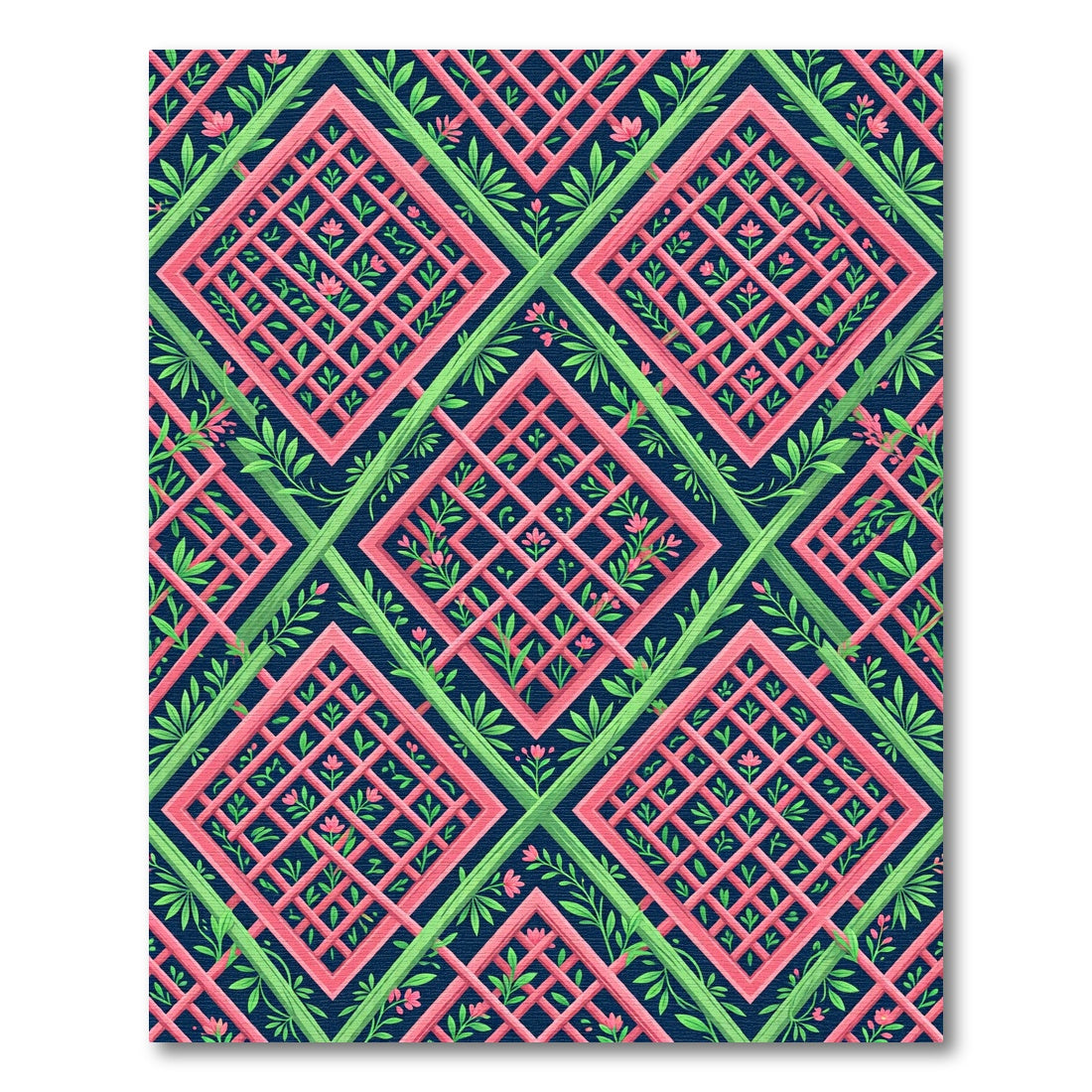 Pink Lattice Garden Trellis Diamond Rug
