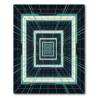 Futuristic Neon Cyber Tunnel Grid Rug