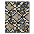 Elegant Black and Cream Filigree Trellis Rug