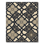 Elegant Black and Cream Filigree Trellis Rug