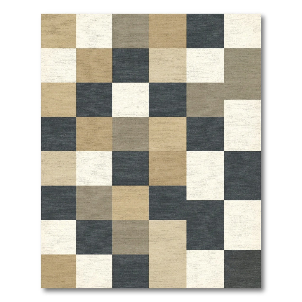 Neutral Checkerboard Squares Rug