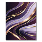 Elegant Royal Purple Abstract Golden Wave Rug