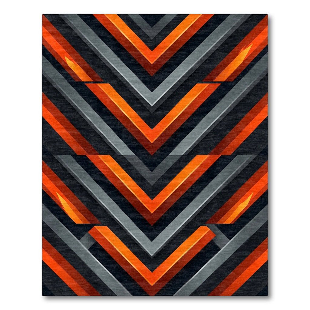Bold Geometric Orange and Charcoal Chevron Rug