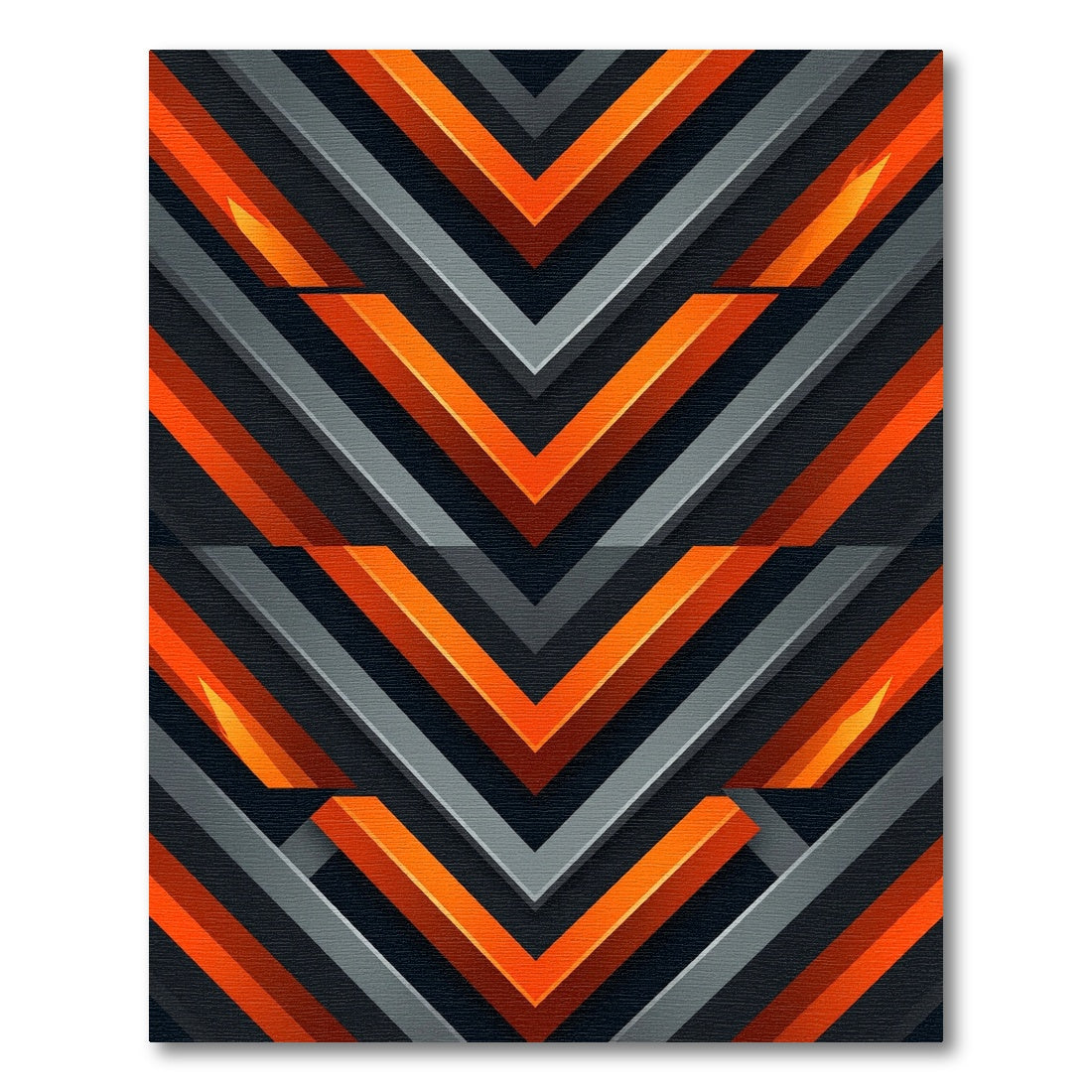 Bold Geometric Orange and Charcoal Chevron Rug